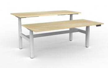 Agile 3 heavy duty double desk- White frame- Atlantic oak tops