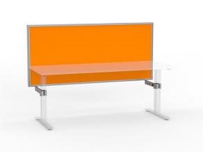 Agile single desk Studio screen with brackets- Silver-1800- Breathe-Bright Orange