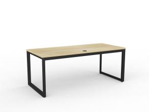 Anvil Desk 1800 Black frame -Atlantic Oak top front view.
