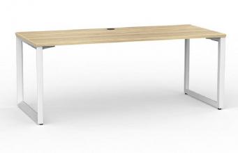 Anvil Desk-1800- White frame- Atlantic Oak top