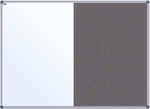 Combination Whiteboard and Pinboard - Grey fabric