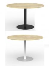 Cubit Polo round meeting table- black & white base-Atlantic Oak top 2