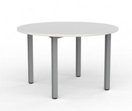 Cubit round meeting table- Silver frame- White top.