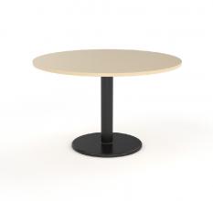 Polo round meeting table - Black base with Nordic Maple top