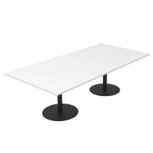 Aspire booth table- black double disc base- rectangle shape White top 