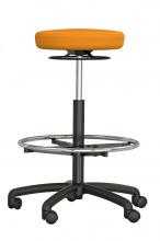 Draughting stool Chrome Ring -custom Bright Orange fabric