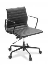 Eames replica Mid back black frame classic boardroom chair - Black Leather