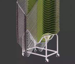 Envy cafe chair- storage Trolley- stacks 25 chairs.
