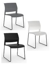 Game skid base stacking chair- 3 colours.