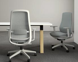 Ligna Meeting table with Grey Lume high back chairs 