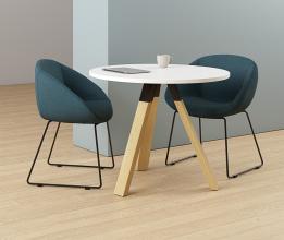Ligna round Meeting Table-900 with Camellia chairs-