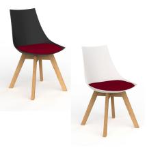 Luna visitor Chair Oak leg Black & White seat-Breathe-Tomato