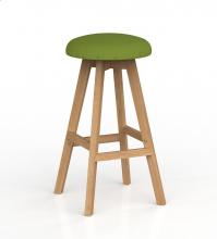 Luna Button Stool - Oak Legs - Splice Green