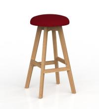 Luna Button Stool - Oak Legs - Splice Red