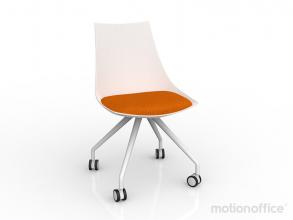 Luna visitor chair castors - White legs Sunset Orange cushion