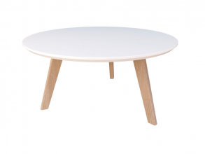 OSLO Coffee table 600 Round- Oak legs-white-top