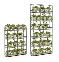 Planter wall -1100 & 2000 high- with Pots and Plants.