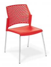Punch 4-leg stacker chair Chrome Frame- Red seat.