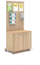 Sanitization Station With Double Cupboard Oak N