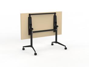 Team Flip Top Table -Folded up- Black frame - Nordic Maple top