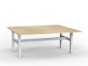 Agile Double Desk fixed Height White frame Atlantic Oak top