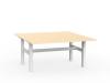Agile Double Desk Fixed Height White frame Nordic Maple top