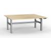 Agile sit stand double desk electric Silver frame- Atlantic Oak top