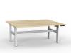 Agile sit stand double desk electric White frame- Atlantic Oak top