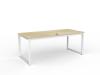 Anvil Desk-white frame-1800- Atlantic Oak top- front view.