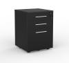 Cubit Mobile - 2 box + one drop file Drawer -Black- Silver handles.
