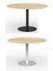 Cubit Polo round meeting table- black & white base-Atlantic Oak top 2