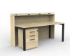 Cubit reception front panel - Atlantic Oak with Cubit desk and mobile