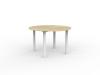 Cubit round meeting table- White-frame- Atlantic Oak top