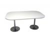 Aspire booth table black double disc base- Radius shape White top 