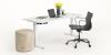 Eames replica Classic Mid back -Black leather-Black frame desk setting.