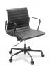 Eames replica Mid back black frame classic boardroom chair - Black Leather