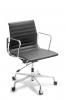 Eames replica Mid back classic boardroom chair Black leather - Chrome frameher - Chrome frame