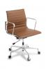 Eames replica boardroom chair - Classic upholstery -Mid back- Tan Leather -Chrome frame