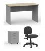 Economical Home Office combination- Eko 1200 Desk, office chair - Mobile drawers- Nordic Maple top - Silver base