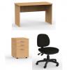 Economical Home Office combination- Eko 1200 Desk, office chair - Mobile drawers- Tawa finish