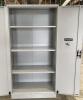 Steel two door cupboard 1800 high with doors open- Silver Grey