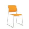 Game Skid base  Chrome  Frame - White shell upholstered seat  Orange fabric