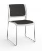 Game Skid base  Chrome  Frame - White shell upholstered seat  Slate Grey fabric