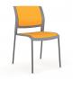 Game 4 leg Chrome Frame - Charcoal shell upholstered seat Breathe fabric Orange