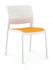 Game 4 leg Chrome Frame - White shell upholstered seat Breathe fabric Orange