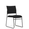Jump stacking visitor chair with skid base- Black fabric