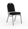 Klub stacker chair Black PU - New Silver frame