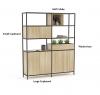 Kubix modular shelving-2 bay-Atlantic Oak with accessories description.