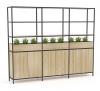 Kubix modular shelving-3 bay-Atlantic Oak-3 x cupboard & 3 x planter.
