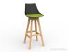 Luna Bar Stool Oak legs Black shell Avocado green cushion